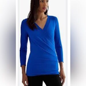 Ralph Lauren women’s Royal Blue Wrap Blouse. L